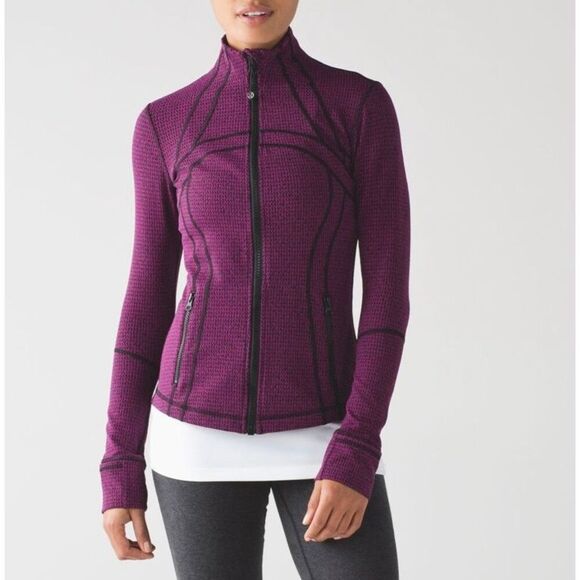 Lululemon Define Teeny Tooth Deep Fuchsia Black Lightweight Knitted Jacket Women - Picture 1 of 16